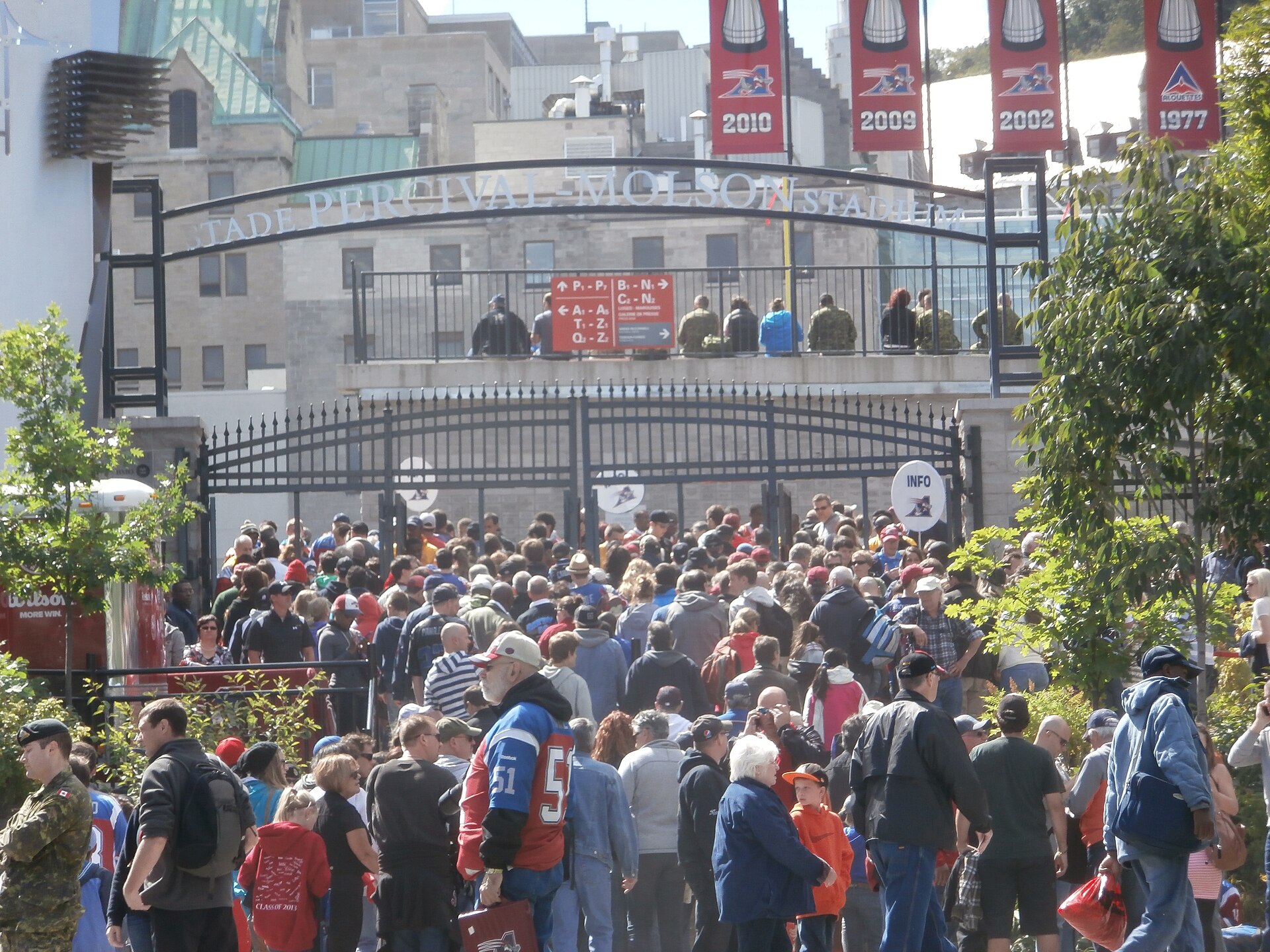 Fans entering Molson Stadium, where the Alouettes playoffs run continues with the Eastern Final