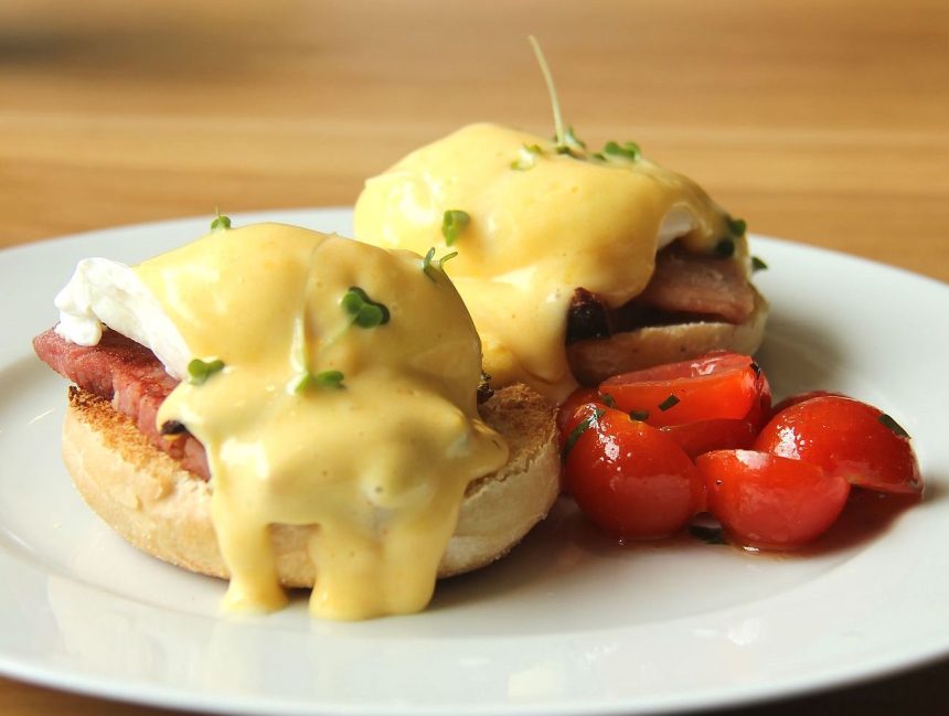 Eggs Benedict brunch plate