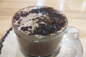 A cup of rich hot chocolate, the kind served by the best hot chocolate in Montreal spots