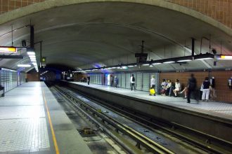 Saint-Michel metro platform, the current end of the line before the Blue Line extension