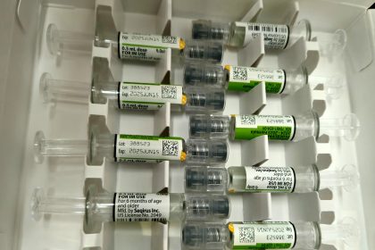 Pack of pre-filled influenza vaccine syringes, like those used for a flu shot in Montreal this fall