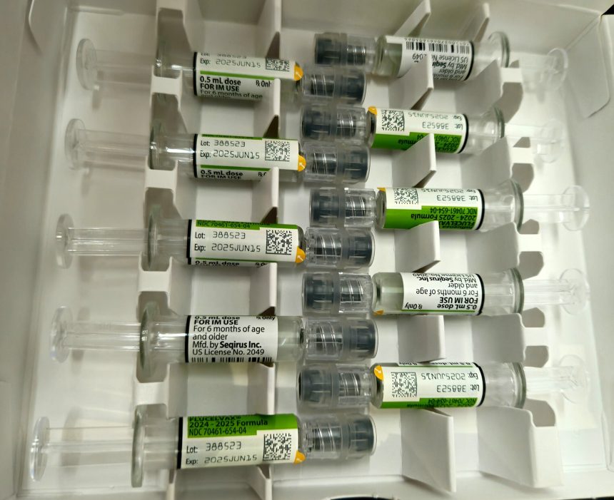 Pack of pre-filled influenza vaccine syringes, like those used for a flu shot in Montreal this fall