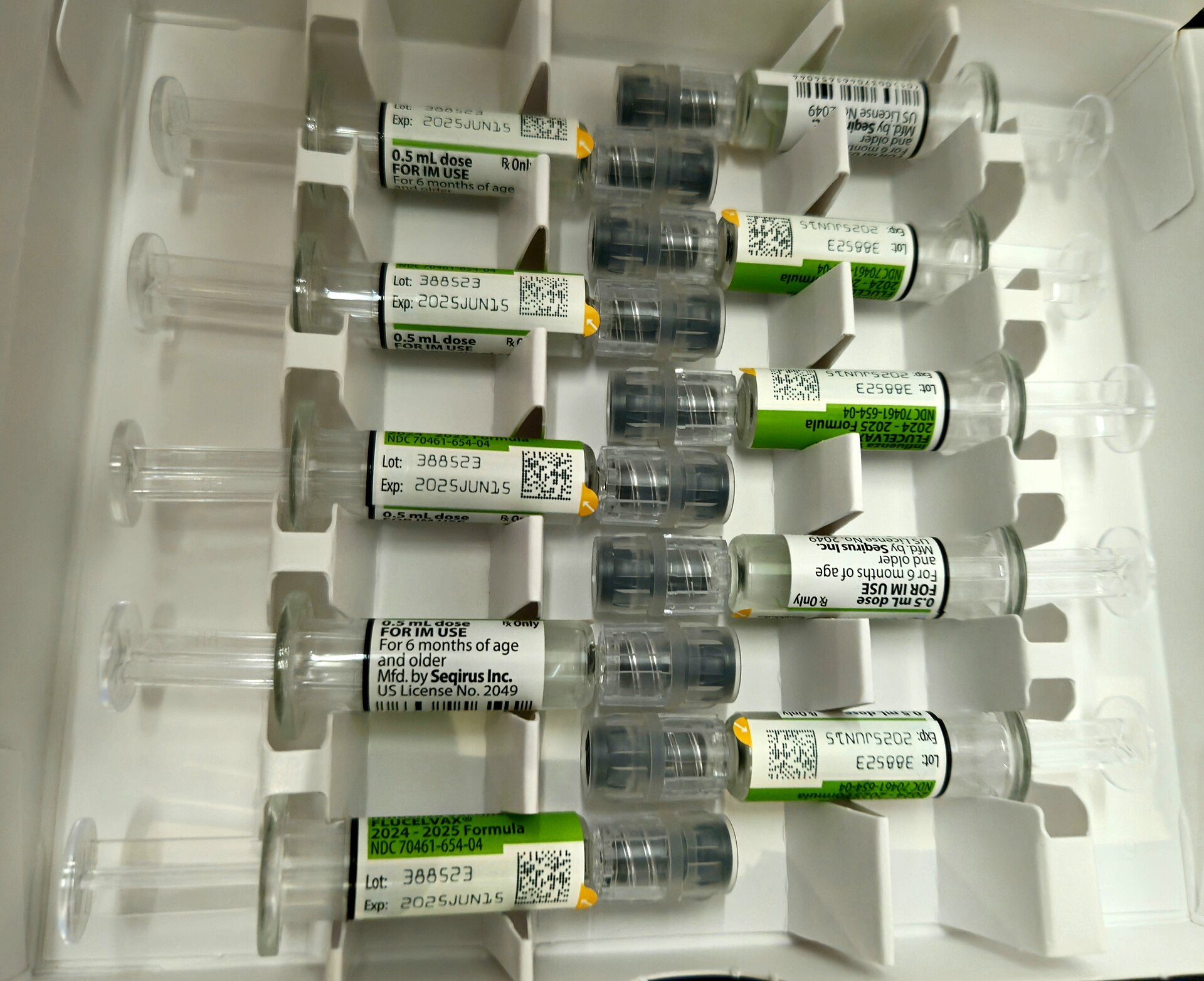 Pack of pre-filled influenza vaccine syringes, like those used for a flu shot in Montreal this fall