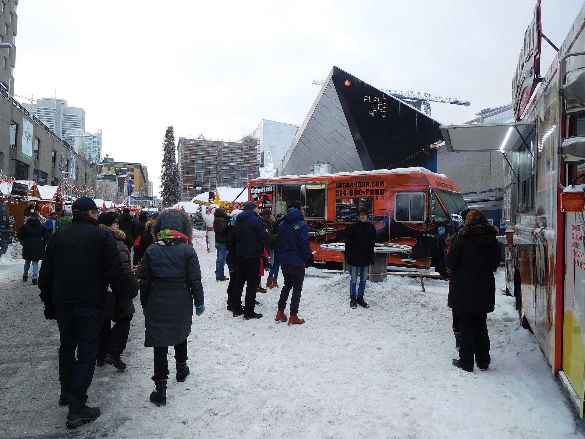 Montreal Christmas markets: wooden chalets at the Grand Marché de Noël de Montréal