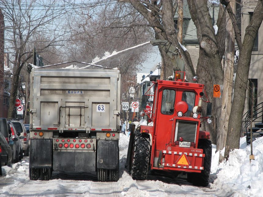 Snow removal operation on a Montreal street