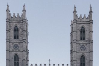 The facade of Notre-Dame Basilica in Old Montreal