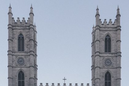 The facade of Notre-Dame Basilica in Old Montreal