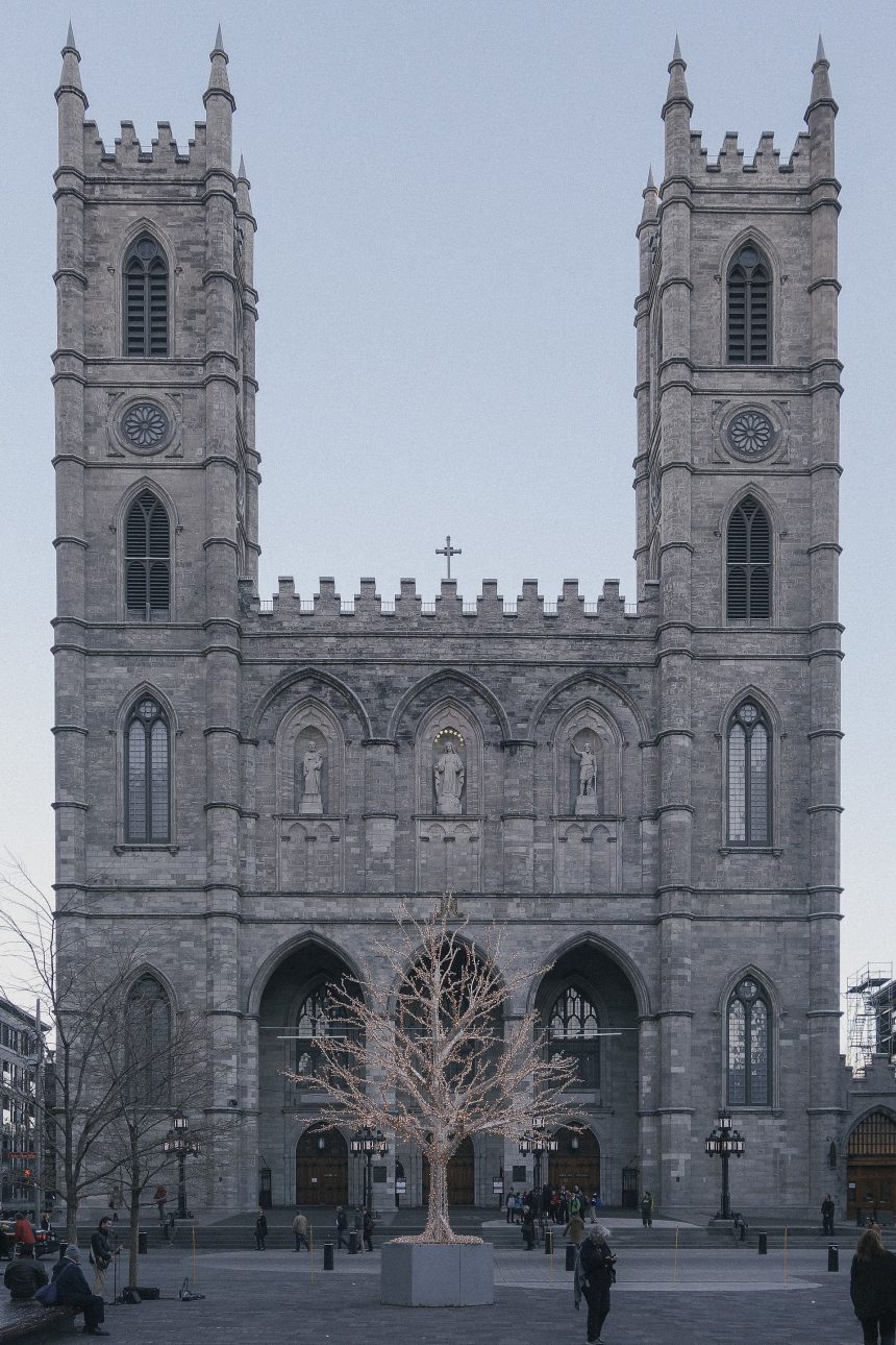 The facade of Notre-Dame Basilica in Old Montreal