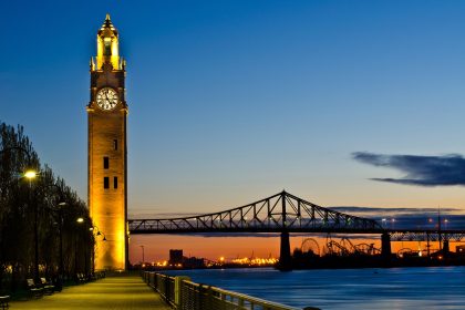 The Montreal Clock Tower in the Old Port at sunrise